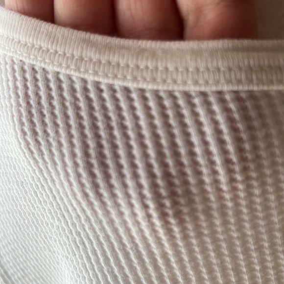 Current/Elliott White Waffle Knit Boat Neck Long Sleeve T Shirt 2 - Picture 6 of 10